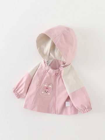 Peuter Meisjes Windjack Met Capuchon Herfst Lente Cartoon Konijn Patchwork Outdoor Winddicht Waterdicht Jas Rits Peuter Bovenkleding