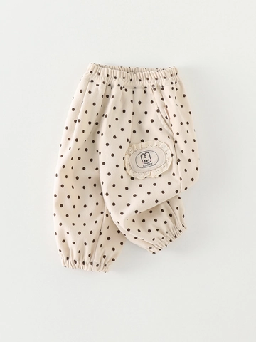 Peuter Meisjes Polka Dot Harembroek Koreaanse Stijl Elastische Taille Casual Polyester Broek Met Cartoon Konijn Applique