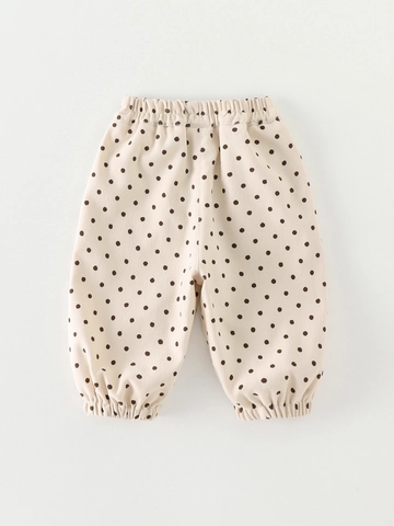 Peuter Meisjes Polka Dot Harembroek Koreaanse Stijl Elastische Taille Casual Polyester Broek Met Cartoon Konijn Applique