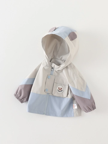 Kleinkinder Jungen Kapuzenjacke Windbreaker Patchwork Farbblock Bärenohren Mantel Herbst Outdoor Lässig Langarm Baby Kleidung