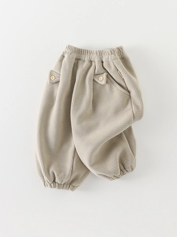 Pantaloni Termici per Bambini Foderati in Pile Invernali Pantaloni Casual Trama a Nido d'Ape Misto Cotone Morbidi Caffè