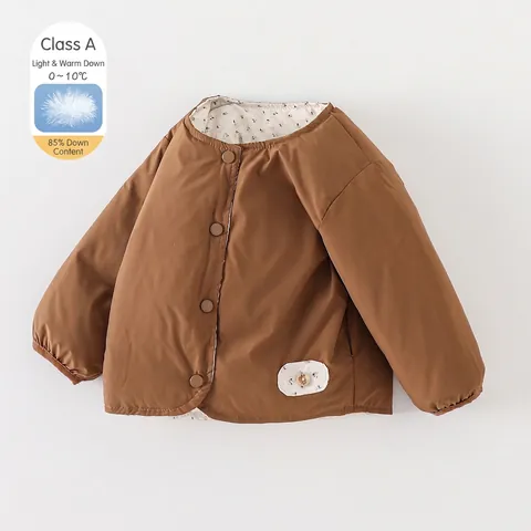 Giacca in Piuma d'Anatra Bianca Leggera per Neonati Maschi Cappotto Invernale Trapuntato Con Fodera Floreale Stile Coreano