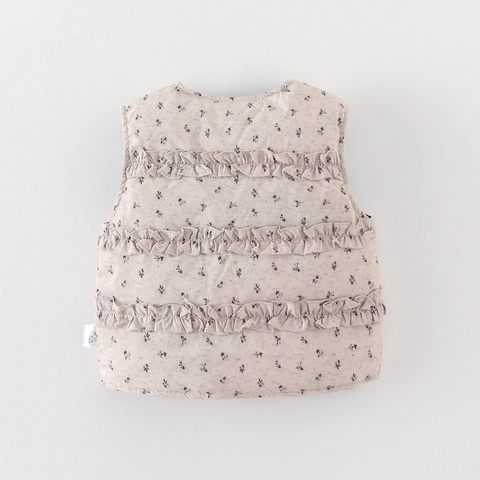 Gilet di Piumino a Fiori per Neonata Carino Gilet Senza Maniche Autunno Inverno Trapuntato Caldo Corpetto con Volant
