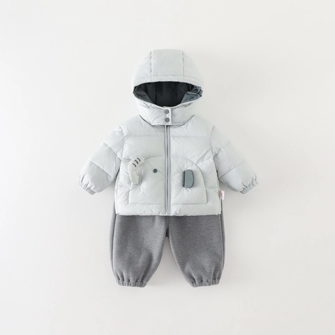 Toddler Boys Winter Thickened Hooded Cotton Padded Coat And Pants Set Casual Warm Outdoor Outfits For 1-4 Years