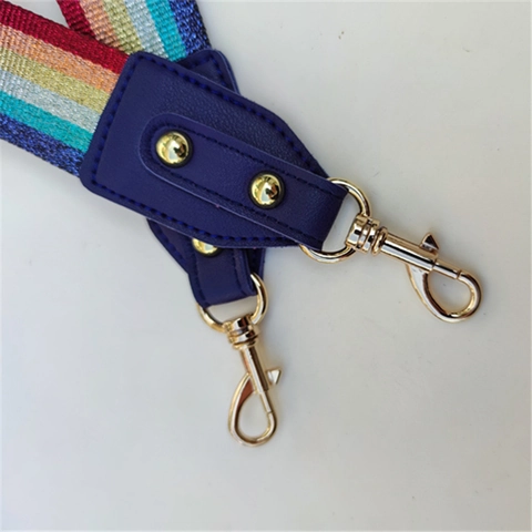 Tracolla per Borsa a Righe Arcobaleno Luccicanti Regolabile Cinturino di Ricambio Donna Stile Etnico Accessori in Metallo