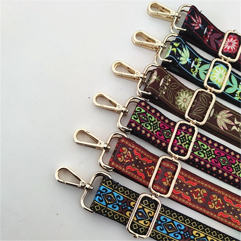 Correa de Bolso Étnica Multicolor Ajustable de Poliéster de Repuesto para Bolsos de Mano Accesorios de Patrón Bohemio