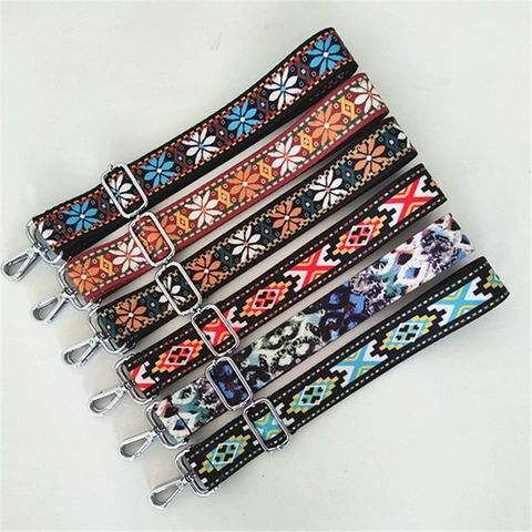 Correa Ancha De Repuesto De Poliéster Étnica Bohemia Retro Floral Ajustable Bolso De Hombro Accesorio
