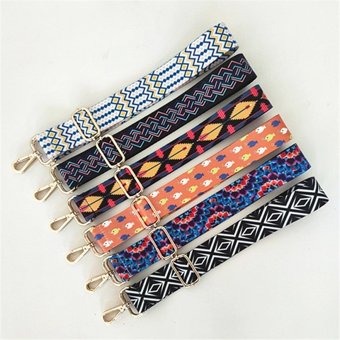 Verstellbarer Taschenriemen Im Ethno Stil Breiter Polyester Ersatz Schultergurt Mit Metallschnalle Geometrischer Fischdruck Umhängetasche Gurt