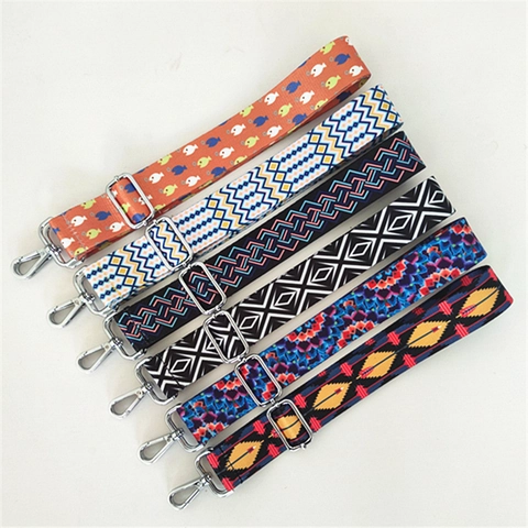 Verstellbarer Taschenriemen Im Ethno Stil Breiter Polyester Ersatz Schultergurt Mit Metallschnalle Geometrischer Fischdruck Umhängetasche Gurt