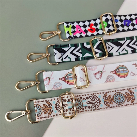 Adjustable Ethnic Style Wide Replacement Bag Strap Colorful Geometric Floral Polyester Shoulder Crossbody Strap For Handbags