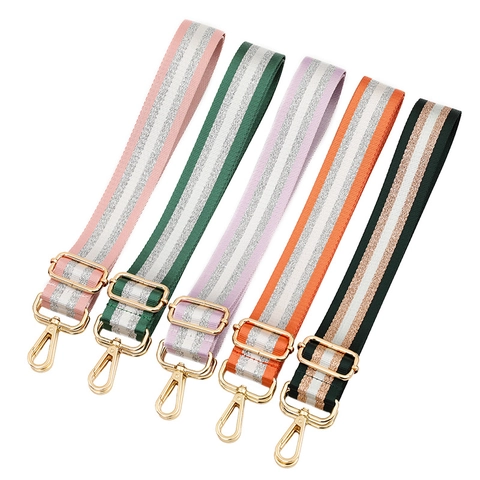 Verstellbarer Breiter Schultergurt Aus Polyester Gewebter Ersatzriemen Mit Gold Silber Metallfaden Und Metall Karabinerverschluss