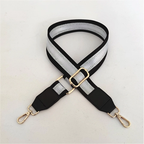 Adjustable Wide Shoulder Strap For Handbags Crossbody Bag Polyester Woven Striped Replacement Purse Belt With Alloy Hook