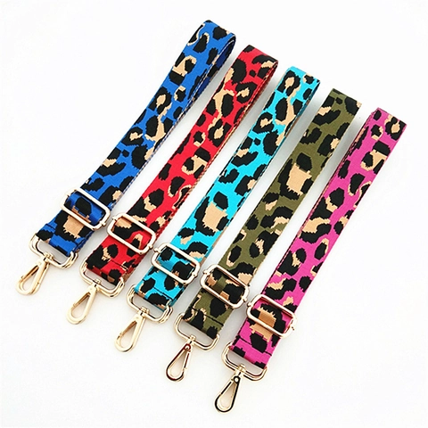Tracolla per Borsa Regolabile Stampa Leopardata Moda Poliestere Sostituzione Cinghia in Tessuto Con Fibbia in Lega Oro per Borsa da Donna