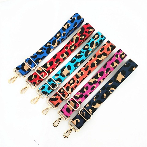Tracolla per Borsa Regolabile Stampa Leopardata Moda Poliestere Sostituzione Cinghia in Tessuto Con Fibbia in Lega Oro per Borsa da Donna