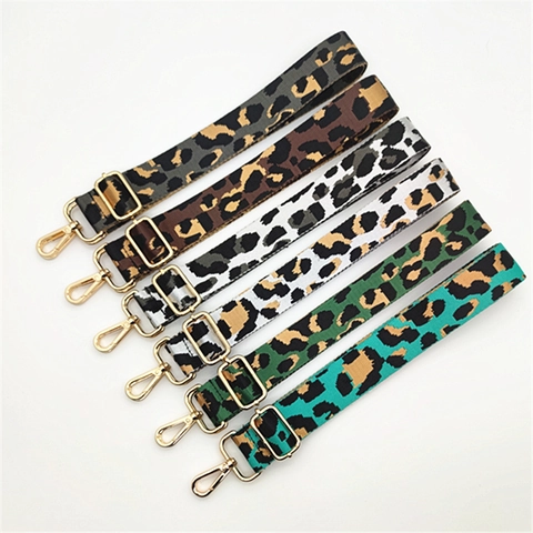 Bandoulière Ajustable Imprimé Léopard Mode Remplacement en Polyester Sangle Sac à Main avec Boucles en Alliage pour Femmes