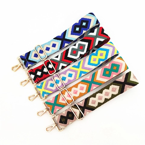 Verstellbarer Polyester Ethno-Boho Breiter Taschengurt Geometrischer Gewebter Ersatzschultergurt Für Damen Handtaschen