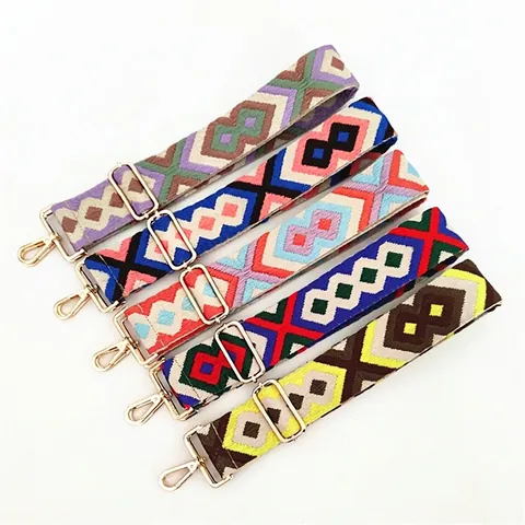 Verstellbarer Polyester Ethno-Boho Breiter Taschengurt Geometrischer Gewebter Ersatzschultergurt Für Damen Handtaschen