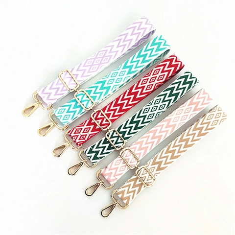 Ethnic Style Woven Bag Strap Adjustable Polyester Replacement Shoulder Crossbody Belt With Metal Buckle For Women Handbag