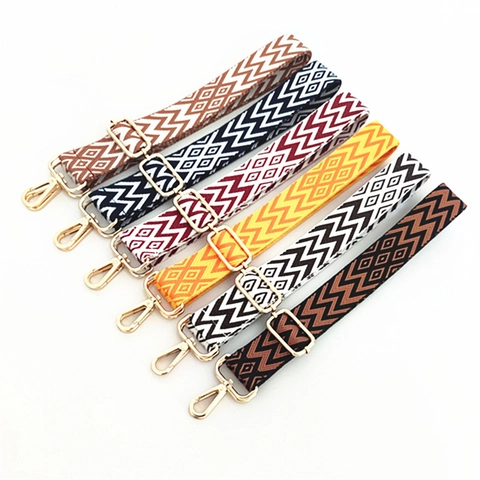 Ethnic Style Woven Bag Strap Adjustable Polyester Replacement Shoulder Crossbody Belt With Metal Buckle For Women Handbag