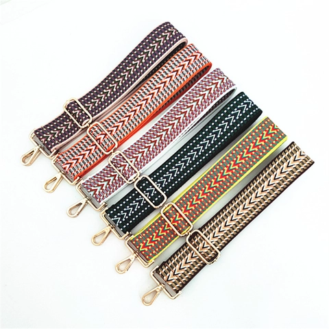 Ethnic Bohemian Φαρδύς Ιμάντας Τσάντας Πολυεστέρας Υφαντό Αντικατάσταση Ιμάντα Ώμου Πολύχρωμο Γεωμετρικό Μοτίβο Ρυθμιζόμενο Αξεσουάρ Τσάντας Γυναικών