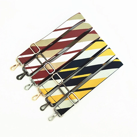 Boheemse Etnische Stijl Verstelbare Brede Schouderriem Tasriem Vervanging Polyester Gestreepte Handtas Riem Met Metalen Gesp