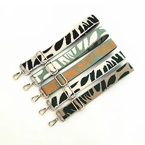 Adjustable Replacement Wide Shoulder Strap For Handbags Crossbody Bag Strap Polyester Woven Pattern Belt With Metal Buckle