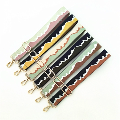 Adjustable Polyester Bag Strap For Women Jacquard Wave Pattern Woven Shoulder Strap Replacement For Crossbody Bags High Quality