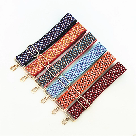 Breiter Verdickter Bunter Jacquard Taschengurt Verstellbarer Ethno Stil Umhängetasche Schultergurt Metall Karabinerverschluss