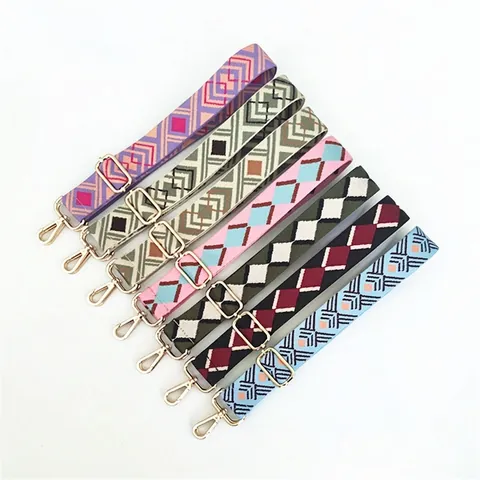 Tracolla Regolabile da Donna Stile Etnico Tessuto Motivo Geometrico Colorato Jacquard Ricambio Tracolla per Borse