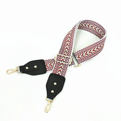 Bandoulière Large Géométrique Ethnique Bohème pour Femmes Sangle de Rechange en Polyester Réglable avec Boucles en Métal
