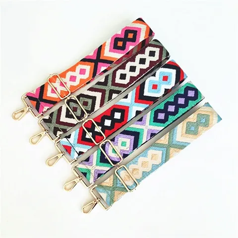 Ethnischer Geometrischer Breiter Taschengurt Verstellbarer Polyester Ersatz Schultergurt Bohemian Stil Umhängetaschengurt Für Damen