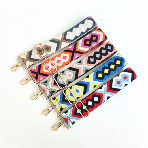 Ethnischer Geometrischer Breiter Taschengurt Verstellbarer Polyester Ersatz Schultergurt Bohemian Stil Umhängetaschengurt Für Damen