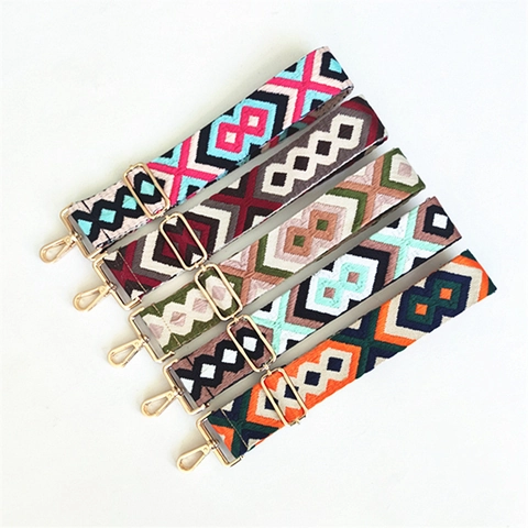 Tracolla di Ricambio Regolabile in Stile Etnico Bohémien Larga in Jacquard di Poliestere con Motivo Geometrico per Borsa a Spalla o Tracolla