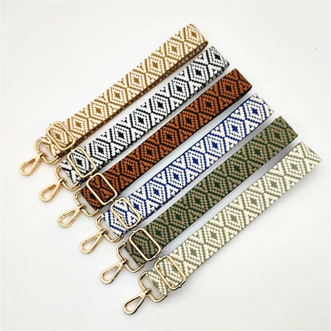 Verstellbarer Geometrischer Jacquard-Schultergurt Im Ethno-Stil Breiter Ersatz-Gurt Mit Metallhaken Für Damen Handtaschen