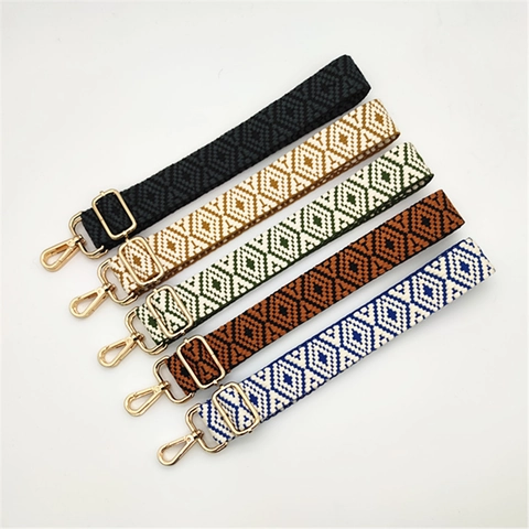Verstellbarer Geometrischer Jacquard-Schultergurt Im Ethno-Stil Breiter Ersatz-Gurt Mit Metallhaken Für Damen Handtaschen