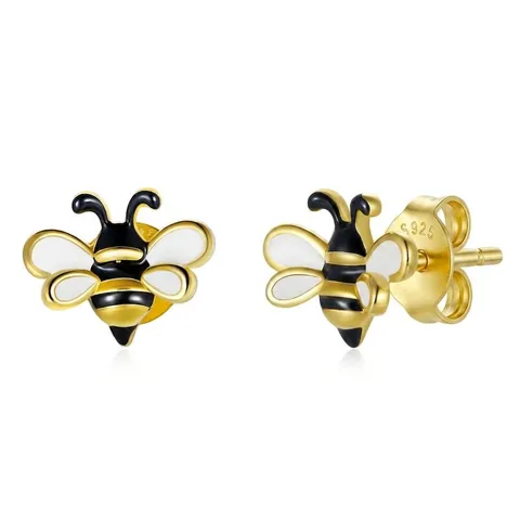 Orecchini A Lobo Ape Con Perno In Argento Sterling 925 Placcato Oro Smalto Gioielli Animali Carini Per Donne Ragazze