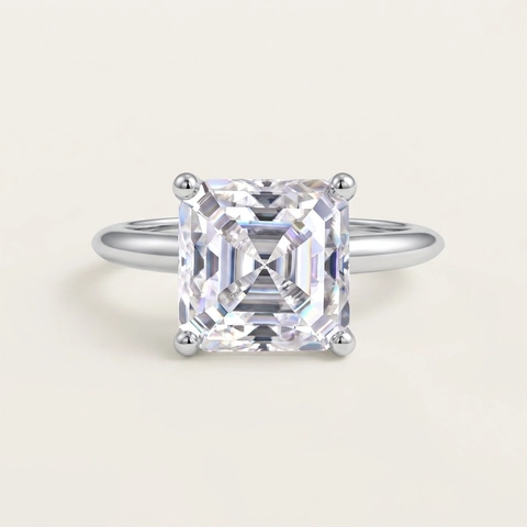 Luxury 925 Sterling Silver Moissanite Ring Large Carat Princess Square Cut Platinum Plated Unisex Inlaid Finger Ring Jewelry