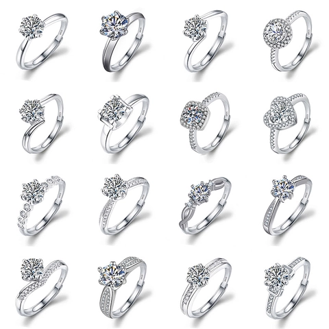 Sparkling Zircon Adjustable Open Ring Silver Plated Copper Crown Snowflake Design Wedding Engagement Jewelry For Women
