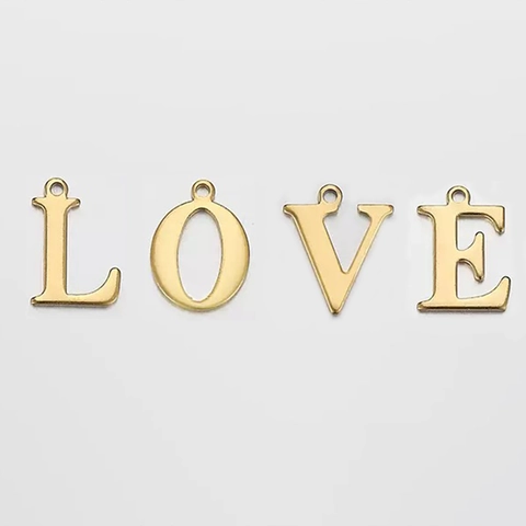 Stainless Steel A-Z English Letter Alphabet Pendant For DIY Jewelry Making Accessories 18K Gold Plated Metal Charm For Necklaces Bracelets