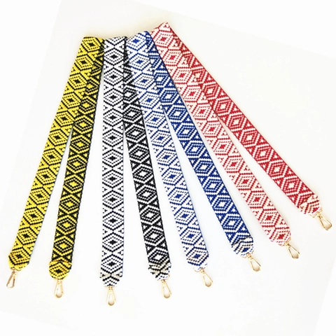Boho Ethnisch Gewebt Ersatztaschengurt Geometrischer Diamant Jacquard Crossbody Schultergurt Damen DIY Taschenzubehör