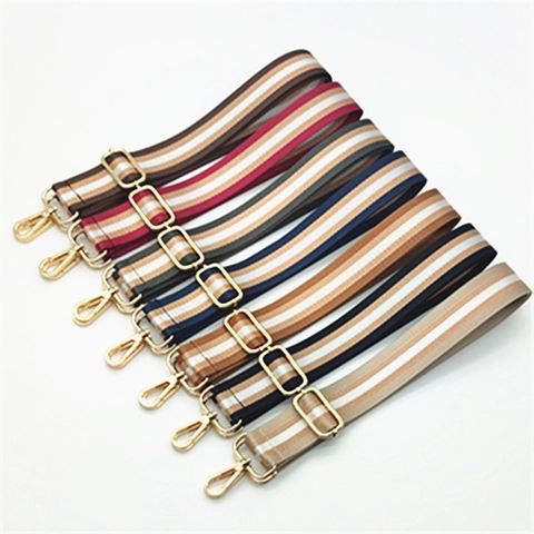 Verstellbarer Gestreifter Polyester Taschenriemen Mit Metallfaden Legierung Karabinerverschluss Ersatz Schultergurt Umhängetasche Damen Zubehör