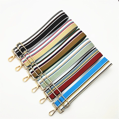 Bandoulière de Sac à Rayures Contrastées Large Réglable Remplacement Pour Sacs à Bandoulière Femmes Mode Ceinture en Polyester Boucles en Métal