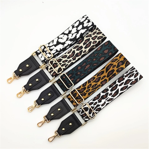 Tracolla per Borsa Larga con Stampa Leopardata Regolabile in Poliestere per Donna Cintura di Ricambio per Borsa a Tracolla Fibbia in Metallo Dorato