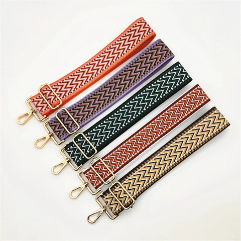 Tracolla di Ricambio Regolabile Larga da Donna Stile Etnico Bohemien Jacquard in Poliestere Tracolla Geometrica