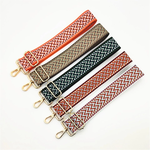 Tracolla di Ricambio Regolabile Larga da Donna Stile Etnico Bohemien Jacquard in Poliestere Tracolla Geometrica