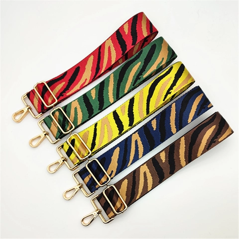 Tracolla Larga Regolabile per Borsa Ricambio in Poliestere Jacquard Tessuto Stampa Animale Leopardo Zebra Accessorio per Borsa