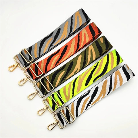 Tracolla Larga Regolabile per Borsa Ricambio in Poliestere Jacquard Tessuto Stampa Animale Leopardo Zebra Accessorio per Borsa