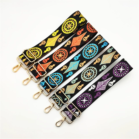Verstellbarer Boho Ethnisch Breiter Taschengurt Polyester Gewebter Ersatz-Schultergurt Mehrfarbig Geometrisches Totem Taschenzubehör Für Damen Handtasche