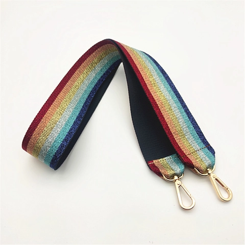 Tracolla per Borsa a Strisce Arcobaleno in Poliestere Intrecciato Sostituzione per Borse a Mano e Tracolle Con Glitter Metallico