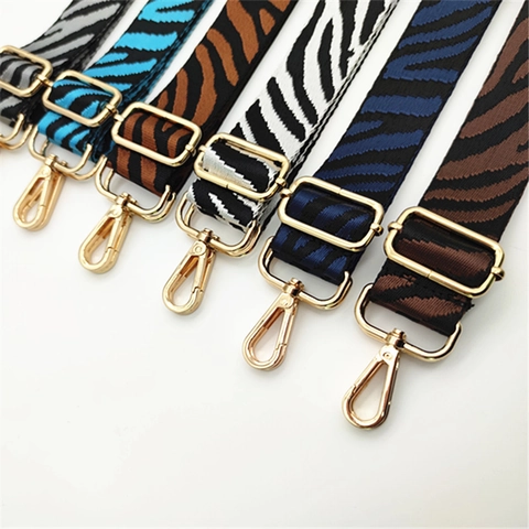 Adjustable Replacement Bag Strap Zebra Pattern Crossbody Shoulder Webbing Strap Metal Hardware Handbag Accessories